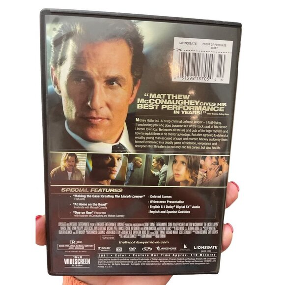 The Lincoln Lawyer Movie DVD Matthew McConaughey - Picture 2 of 2